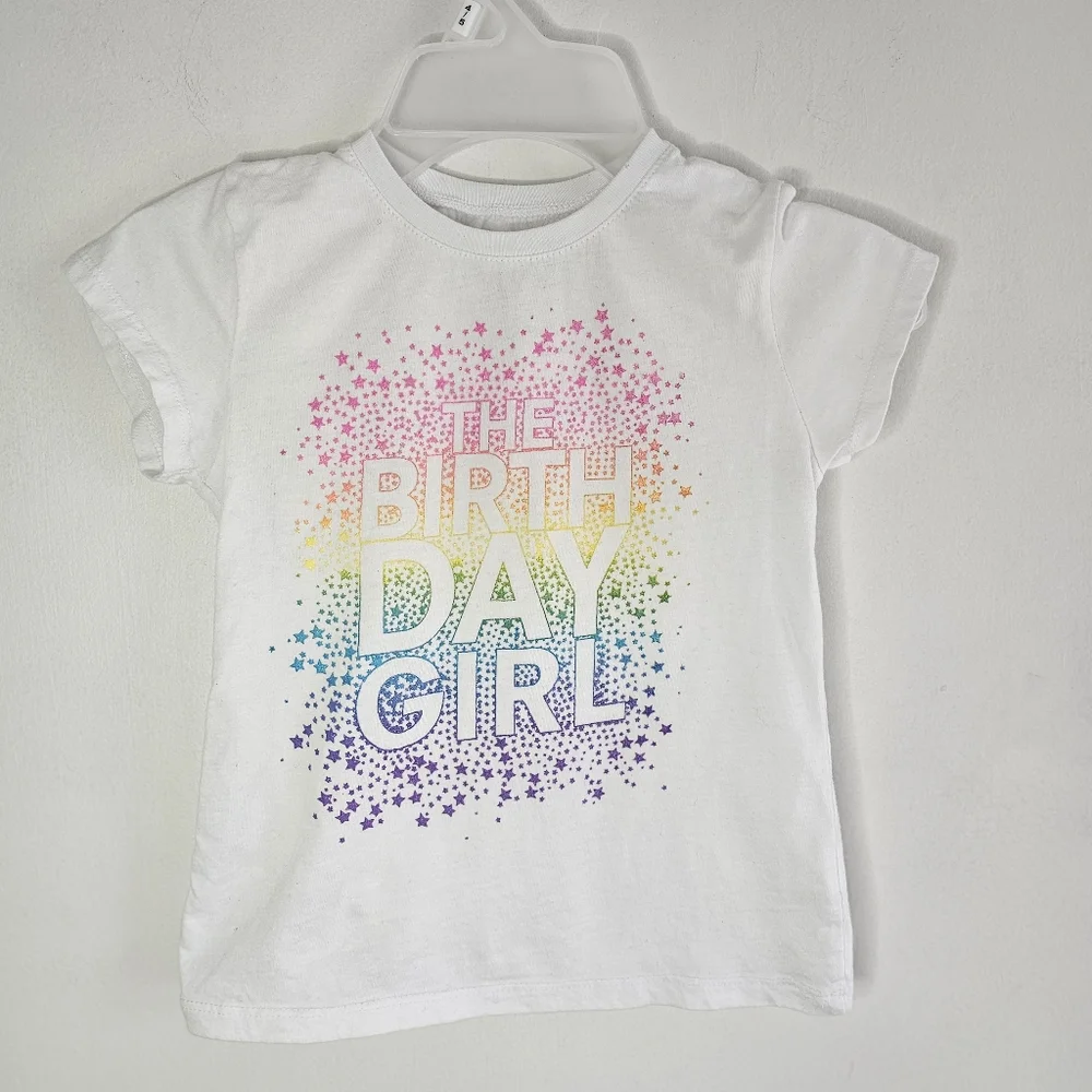 The Children's Place Girls' Birthday Girl Rainbow Graphic Tee Size 5/6
